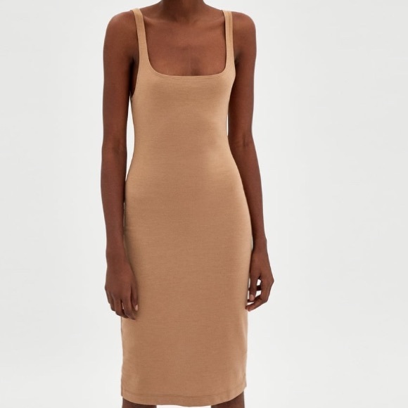 Zara Nwt Green Square Neck Bodycon Midi 